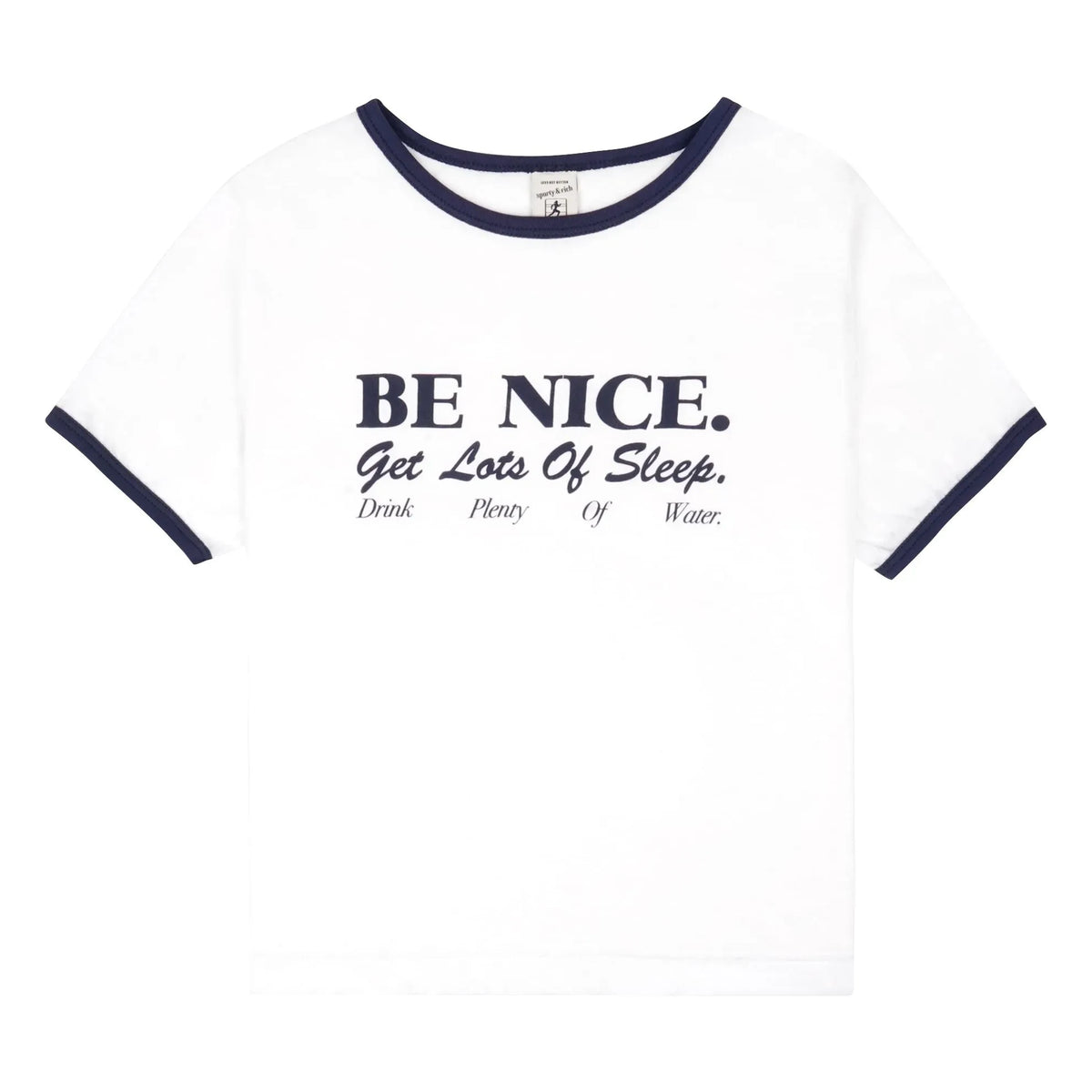 Sporty & Rich - Be Nice Geri Dönüştürülmüş Pamuk Kontrast Tişört | Beyaz