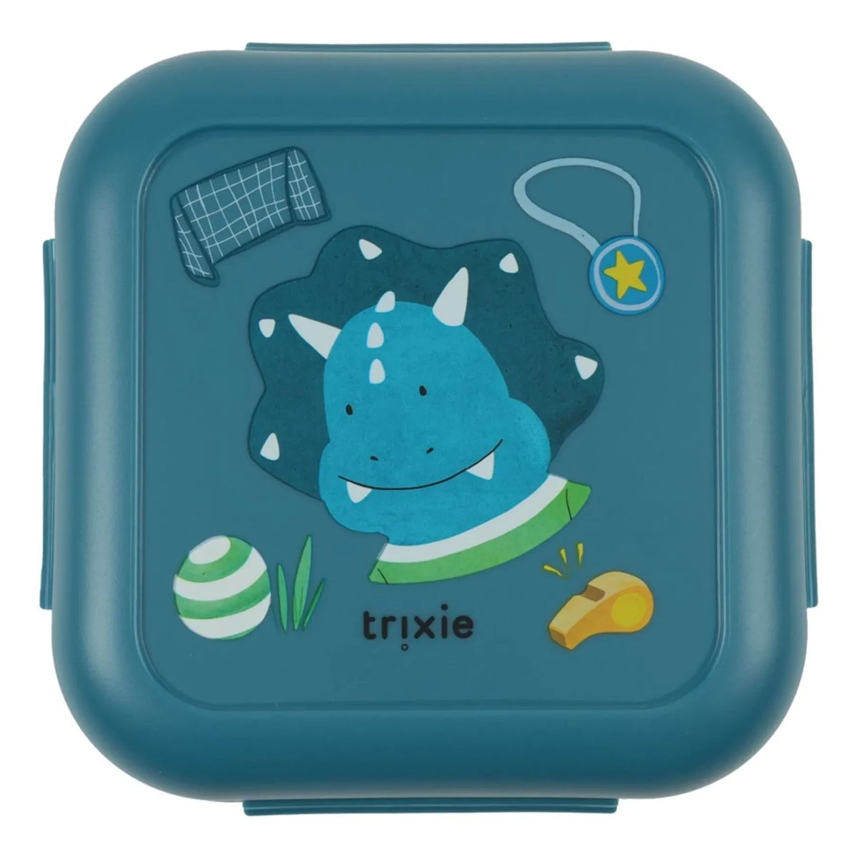 Trixie - Ballplayer Mr. Triceratops क्लिप वाली लंच बॉक्स | नीला