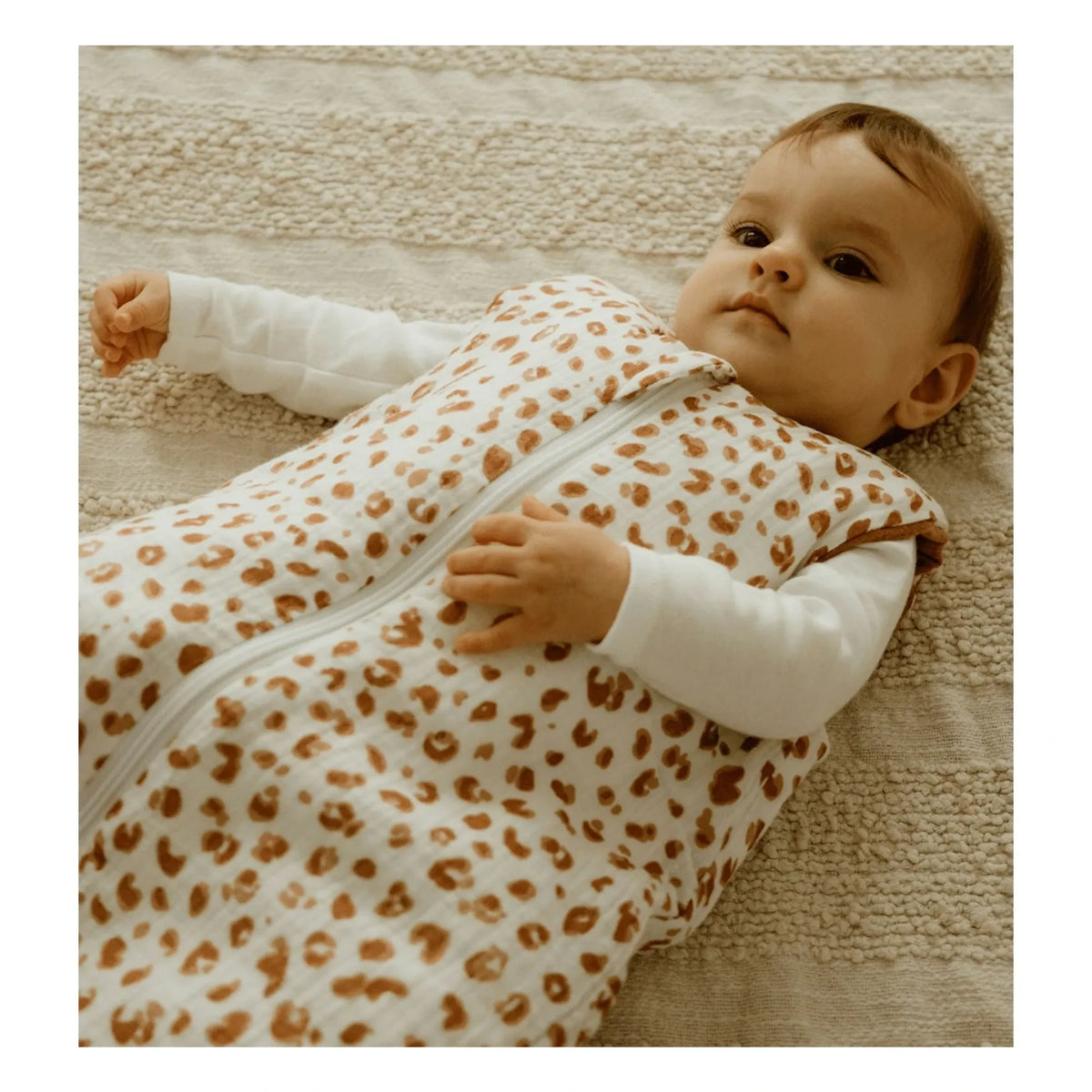 Les Petites Billes - दोहरी परत वाला सूती मलमल, दोनों तरफ से इस्तेमाल होने वाला बहु-मौसमी स्लीपिंग बैग | डस्टी पिंक