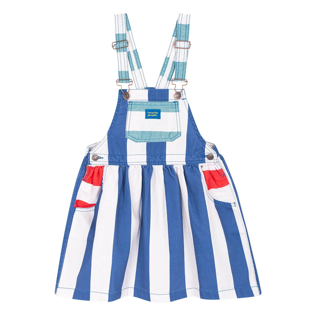 Favorite People - नीली धारीदार कापरी जंपसूट ड्रेस
