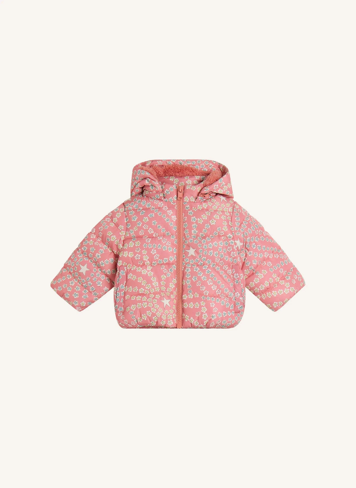 Stella McCartney Kids - स्टार-प्रिंट पफर जैकेट | गुलाबी