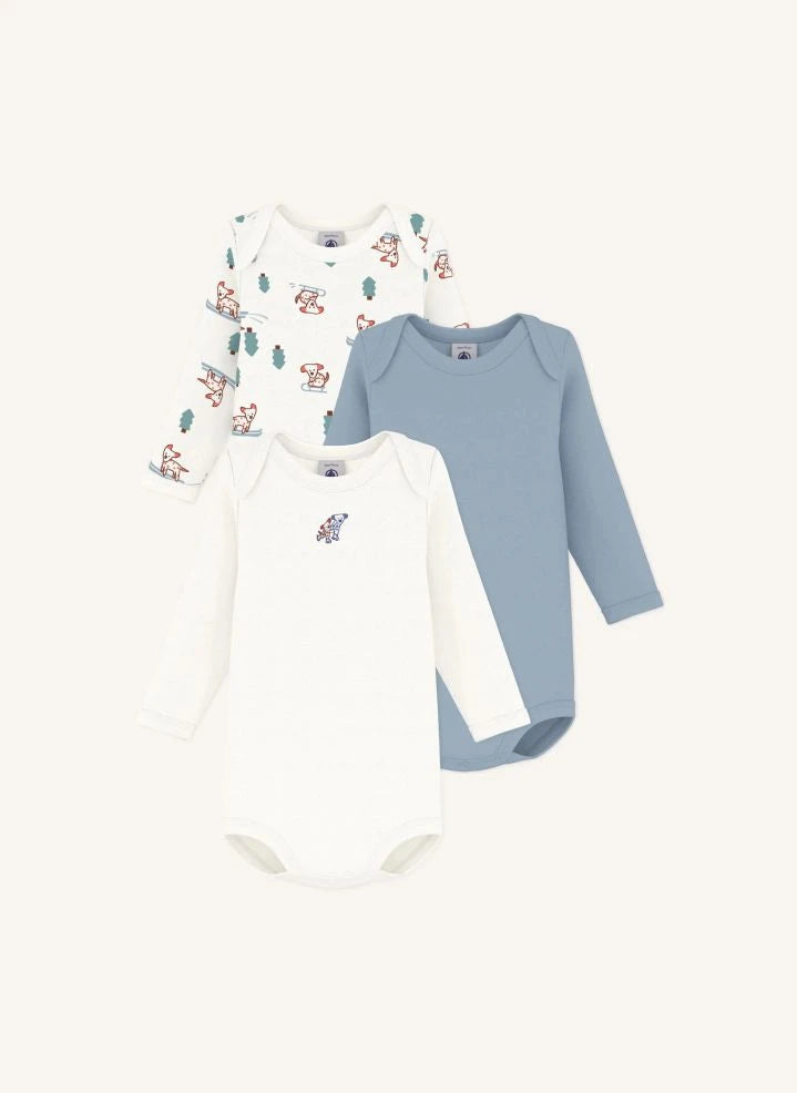Petit Bateau - 3'lü Organik Pamuklu Köpek Tişörtü Seti | Beyaz
