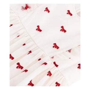 Petit Bateau - ट्यूल नॉट ड्रेस | इक्क्रू