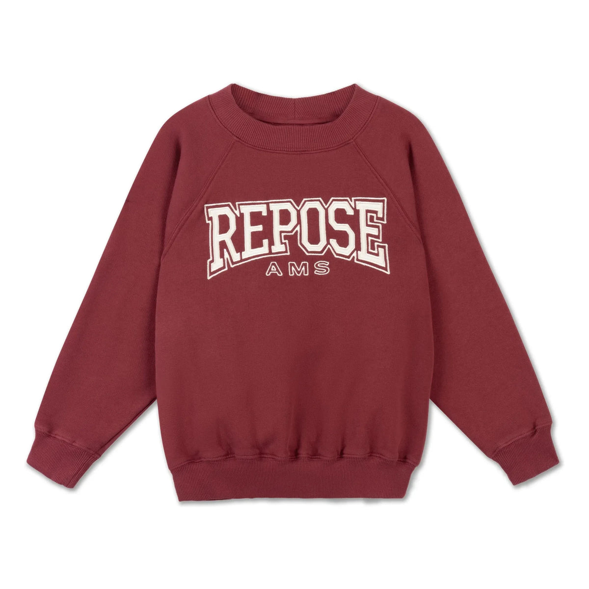 Repose AMS - ऑर्गेनिक कॉटन रैगलान स्वेटशर्ट | बरगंडी