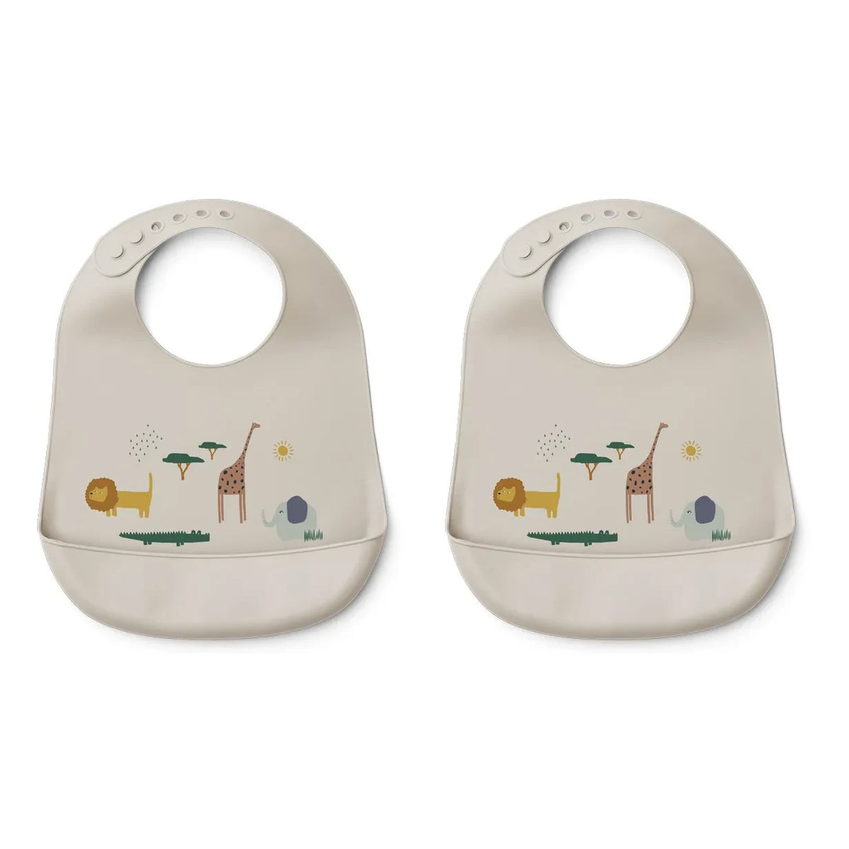 Liewood - Tilda Safari Silikon Mama Önlükleri - 2'li Set | Kum