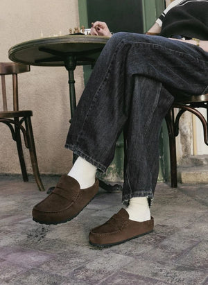 BIRKENSTOCK - नेपल्स रैप्ड साबर लोफर | हल्का भूरा
