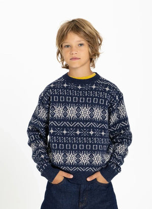 Hundred Pieces - Mika Jakarlı Merino Yün Kazak | Gri mavi