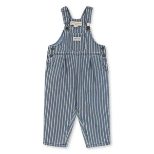 Konges Sløjd - Magot धारीदार ऑर्गेनिक कॉटन डेनिम ओवरऑल | नीला