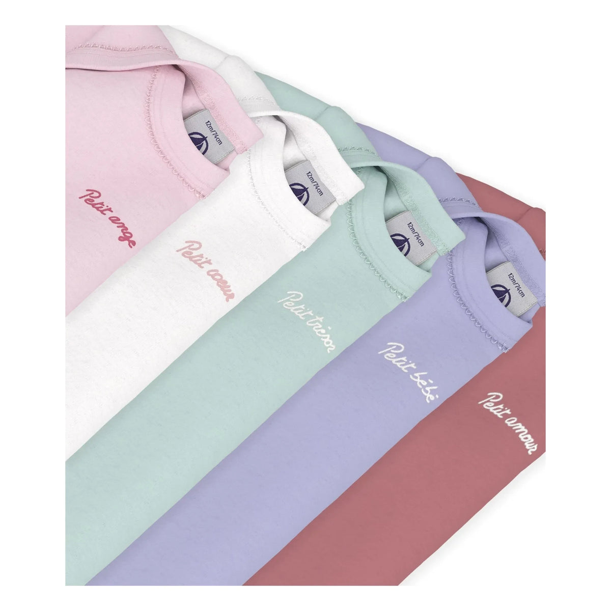 Petit Bateau - 5'li Petit Coeur ऑर्गेनिक कॉटन बॉडी सेट | गुलाबी