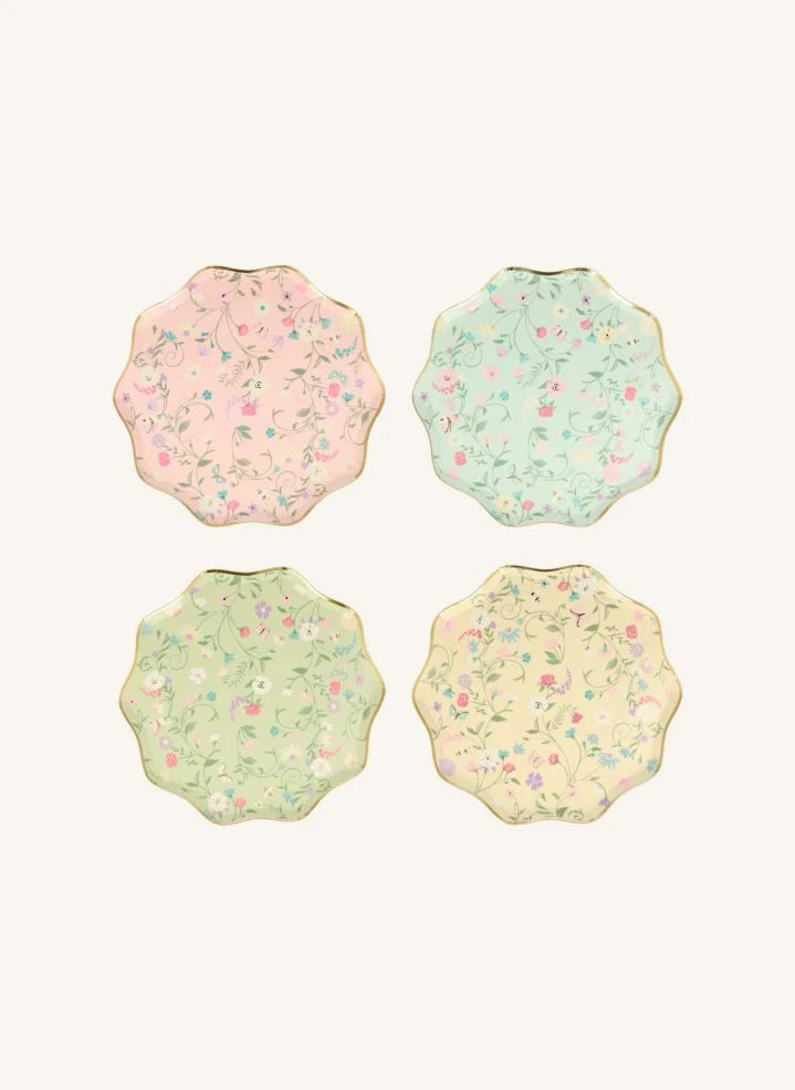 Meri Meri - Ladurée küçük çiçek desenli kağıt tabaklar - 8'li set