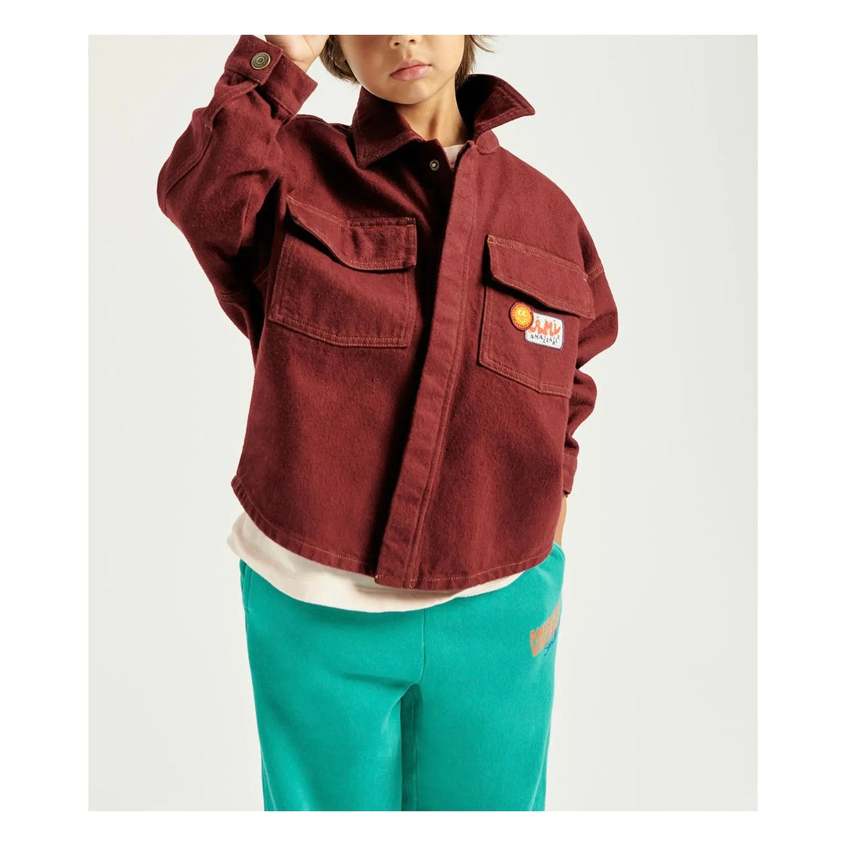 American Vintage - American Vintage X Smallable iş birliği - Spywood डेनिम जैकेट | क्रिमसन