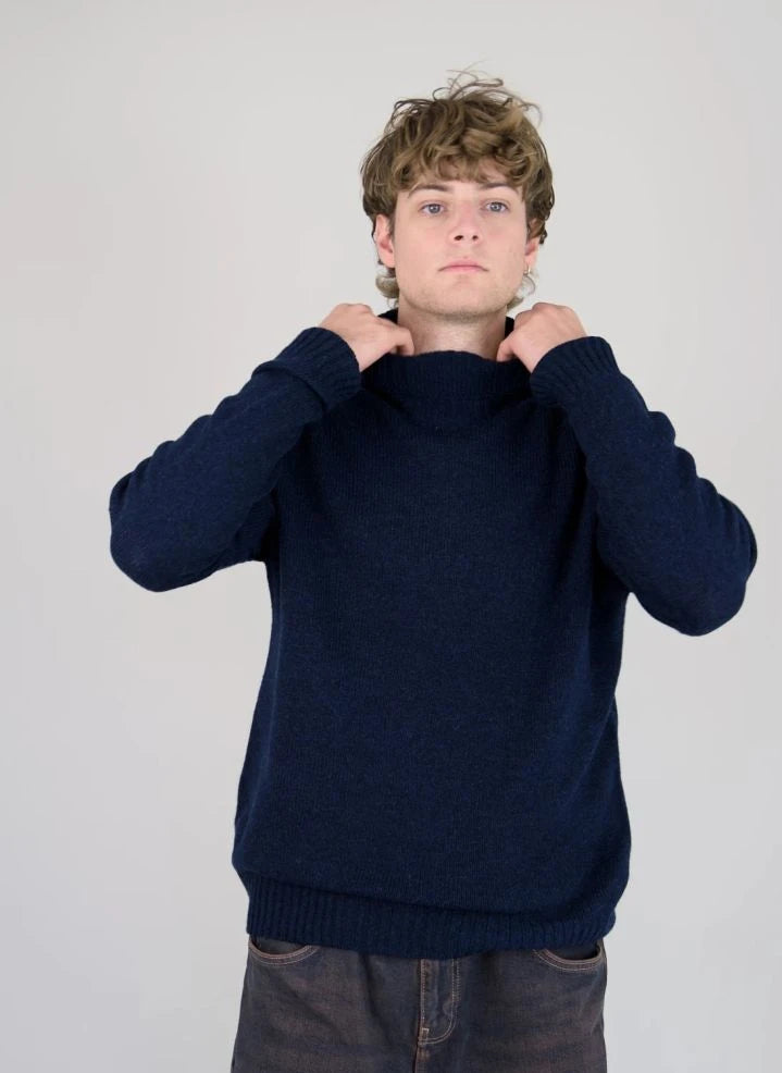 Origin Knitwear - Dikişsiz Yün Balıkçı Yaka Kazak | Lacivert