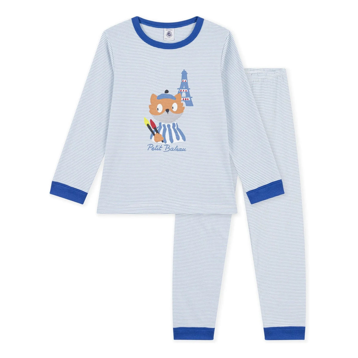 Petit Bateau - पजामा पेरिस धारीदार जैविक कपास | नीला