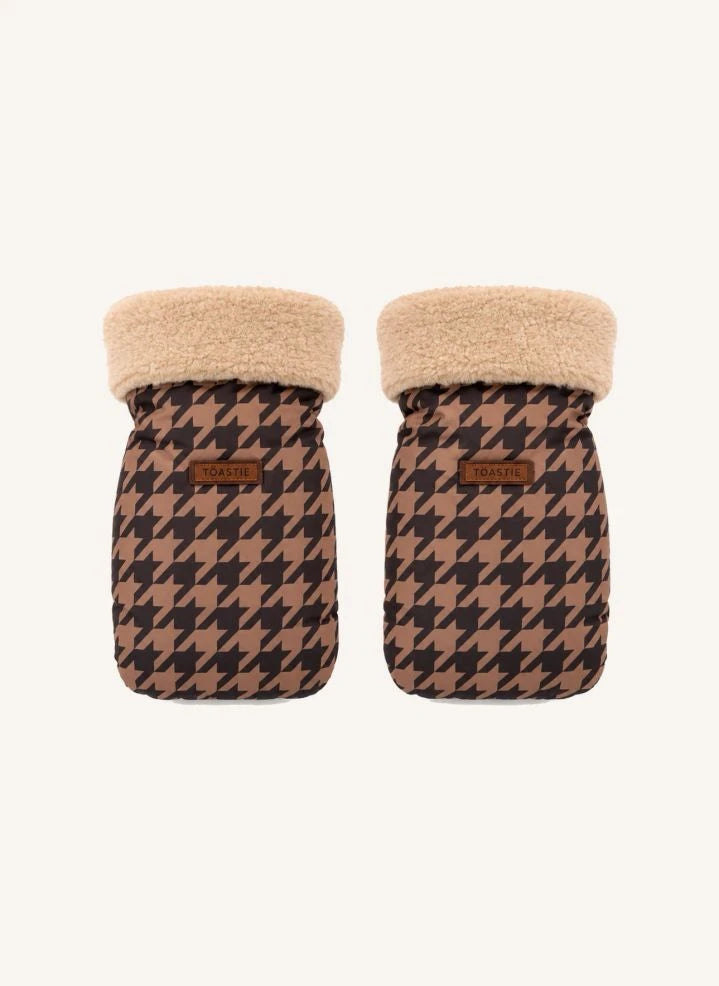 Töastie - Geri Dönüştürülmüş Elyaf Houndstooth Bebek Arabası Eldivenleri | Kahverengi