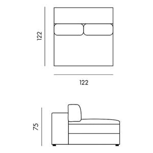 Panac Edition - Bellechasse 2-सीटर फ़ायरप्लेस चेयर, बूकले - 120 सेमी | ऑफ़-व्हाइट