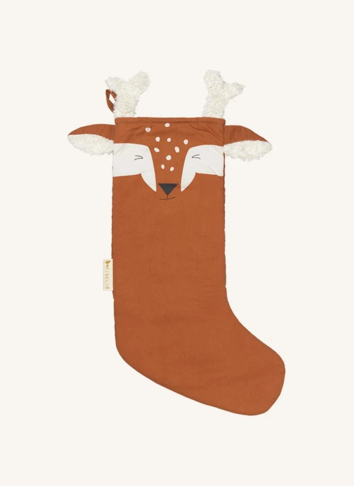 Fabelab - Organik Pamuk Geyik Yılbaşı Çorabı | Kahverengi