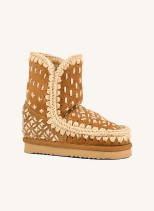 Mou - Eskimo Sashiko Botlar | Cognac