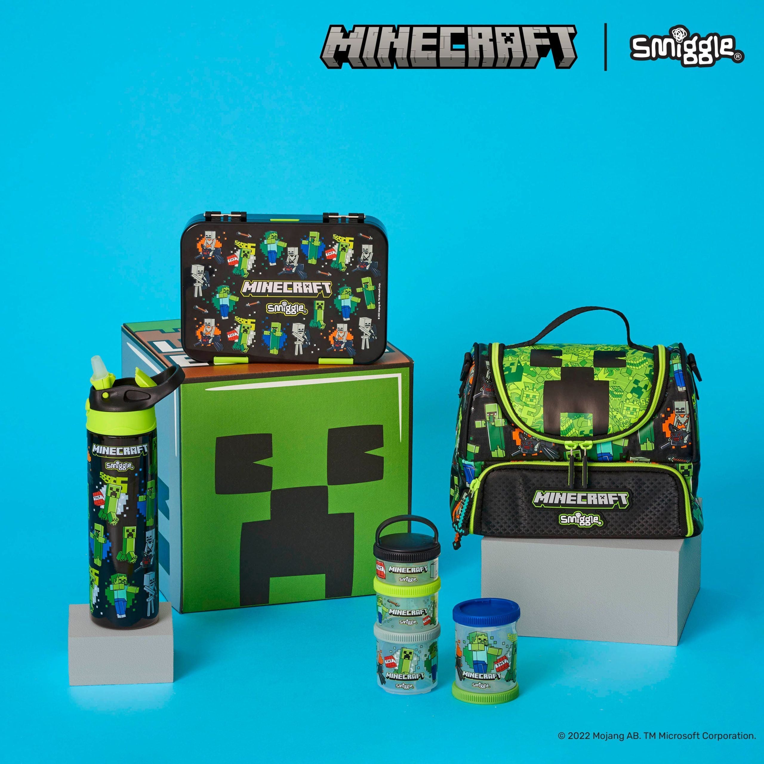 Smiggle - Minecraft Çift Katlı Askılı Beslenme Çantası-Dinossi