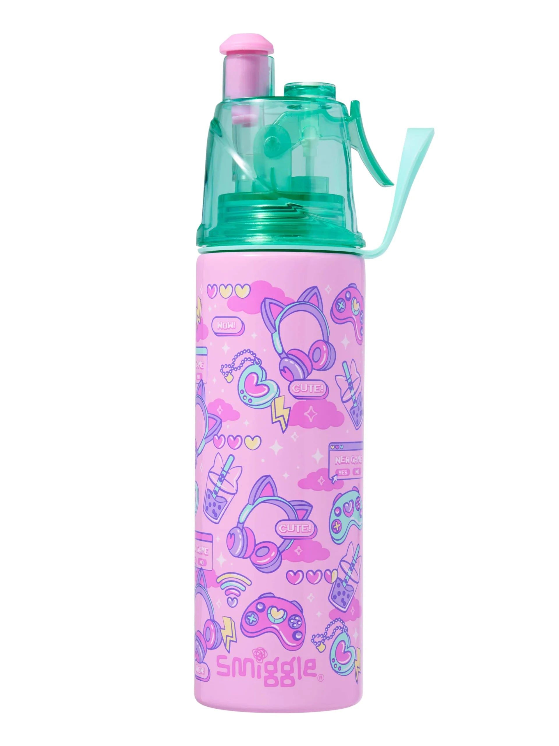 Smiggle - Livin Su Püskürtmeli 500ML Çelik Matara-Dinossi