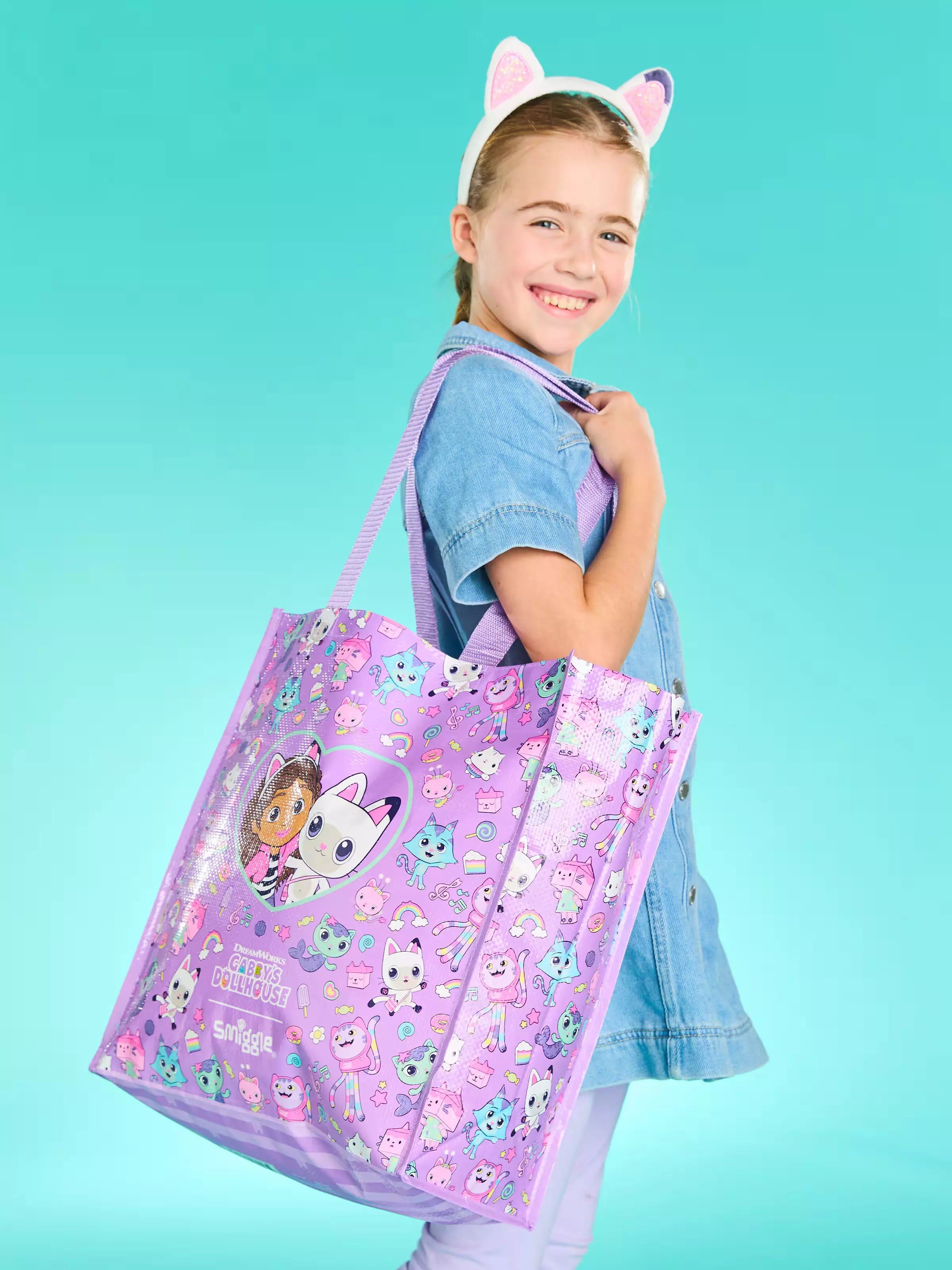 Smiggle - Gabbys Dollhouse Orta Boy Yeniden Kullanabilir El Çantası-Dinossi