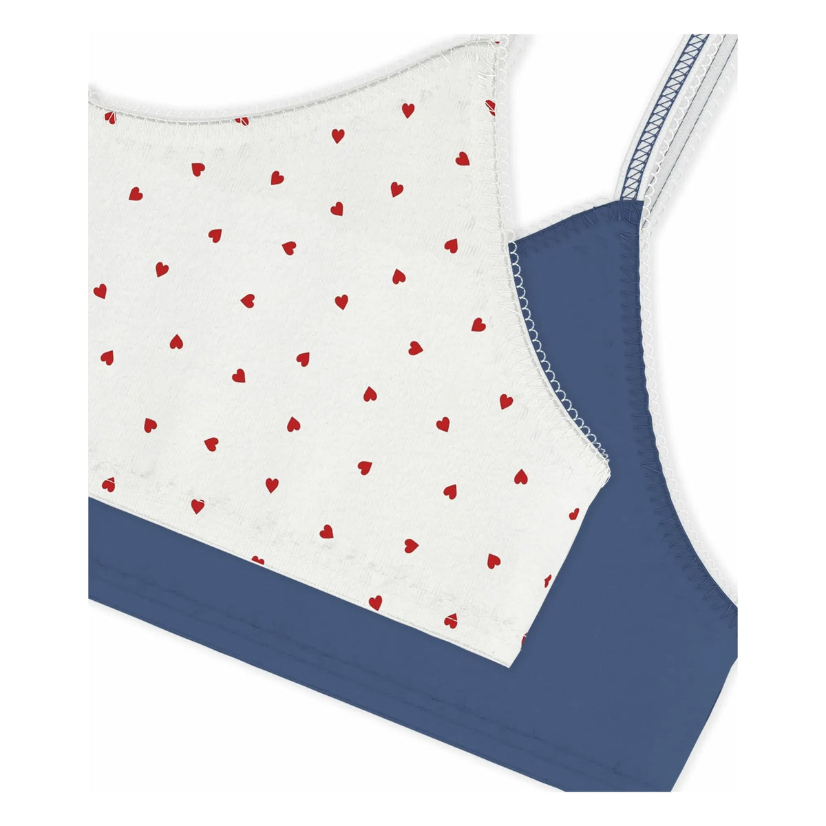 Petit Bateau - 2'li Organik Pamuk Kalp Desenli Sütyen Seti | Beyaz