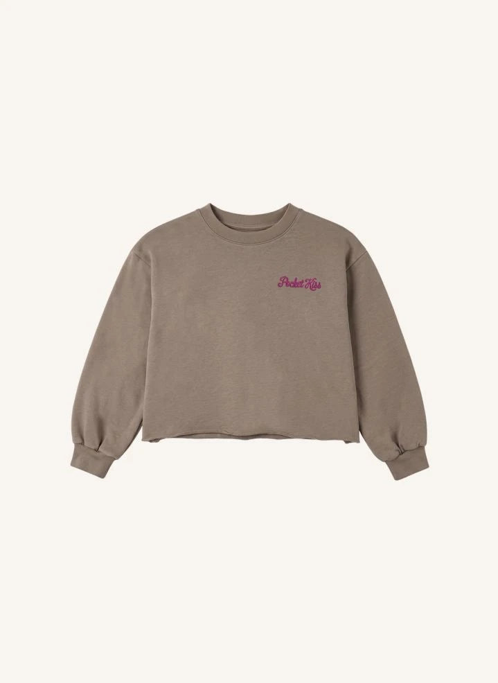 Smallable Kid - Plum Pocket Kiss Organik Pamuklu Sweatshirt | Buzlu Kahverengi