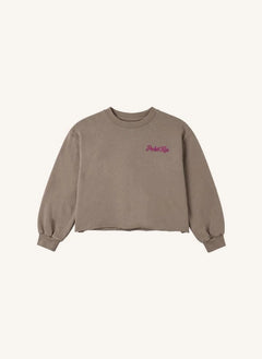 Smallable Kid - Plum Pocket Kiss Organik Pamuklu Sweatshirt | Buzlu Kahverengi