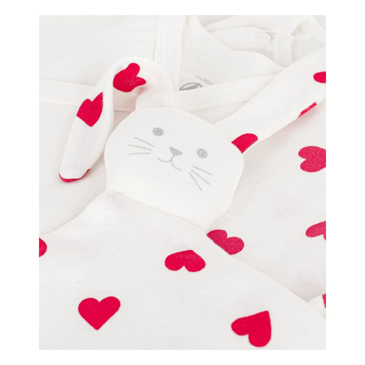 Petit Bateau - 3 Parçalı Pijama Tulum ve Sevimli Kalpler Hediye Seti | Beyaz