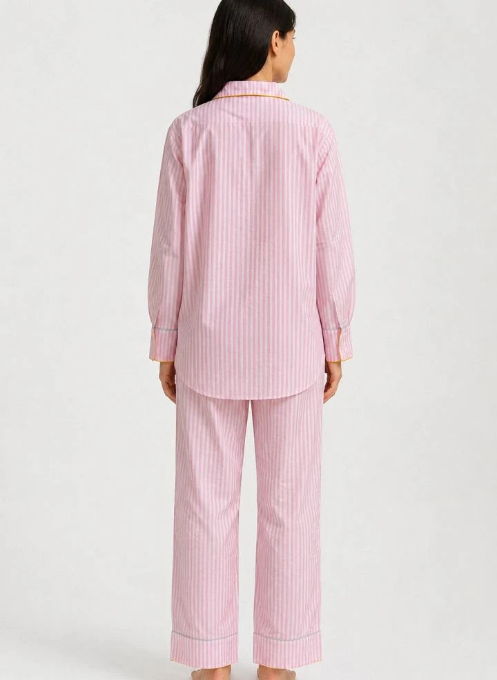 Folkloore - Çizgili Pijama - Kadın Koleksiyonu | Soluk Pembe