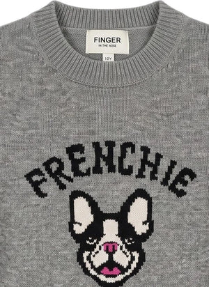 Finger in the nose - Sally Frenchie Merinos Yünlü Kazak | Gri melanj