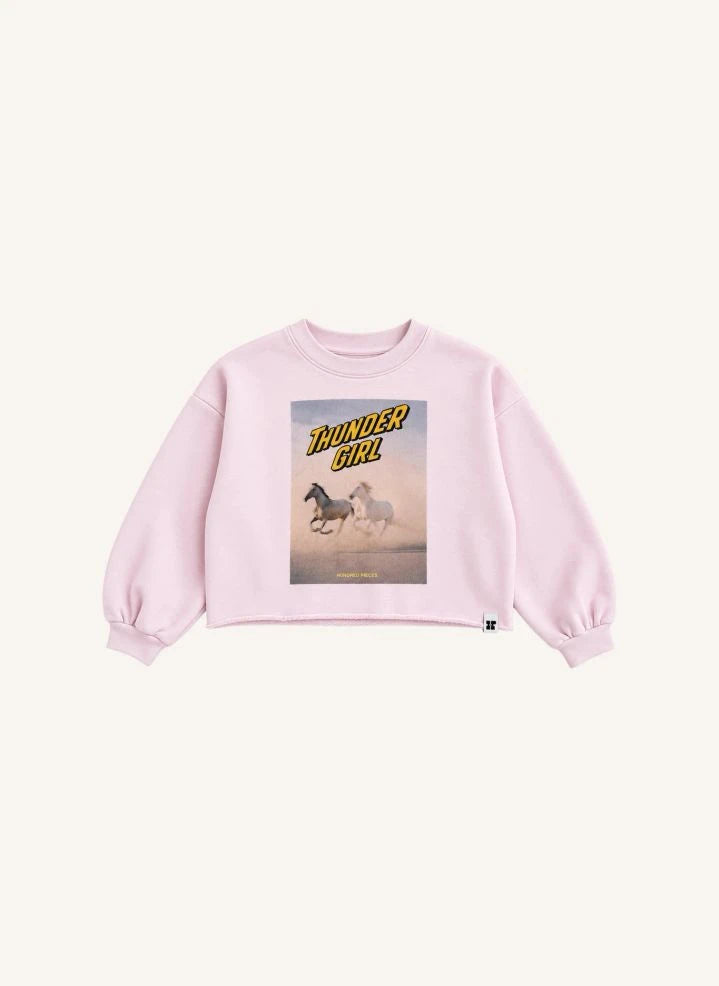Hundred Pieces - Belmont Horses Organik Pamuklu Sweatshirt | Açık Pembe