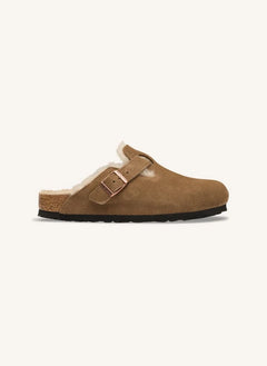 BIRKENSTOCK - Boston Shearling Süet Terlik | Taupe kahverengi