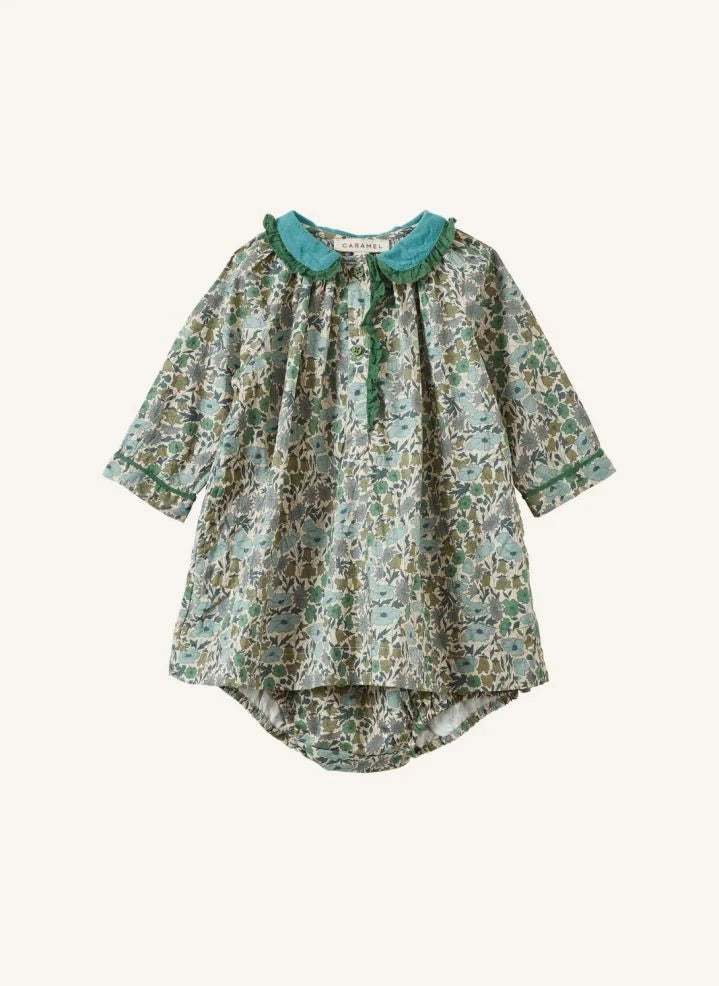 Caramel - Verdite Liberty Bebek Elbisesi | Yeşil