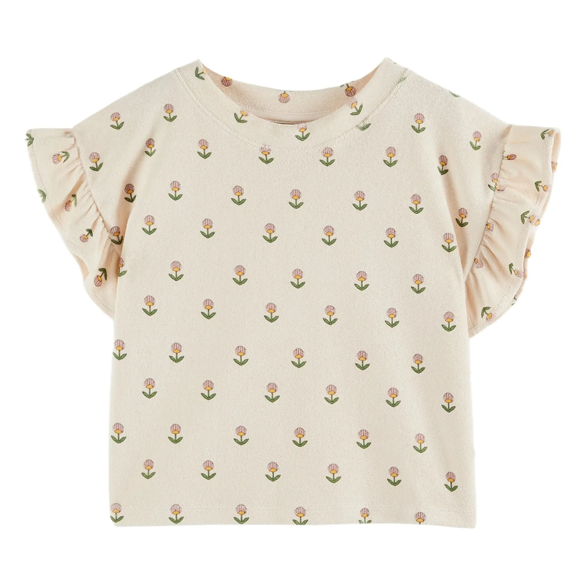 Emile et Ida - सॉफ्ट फ्लावर्स टी-शर्ट | क्रीम