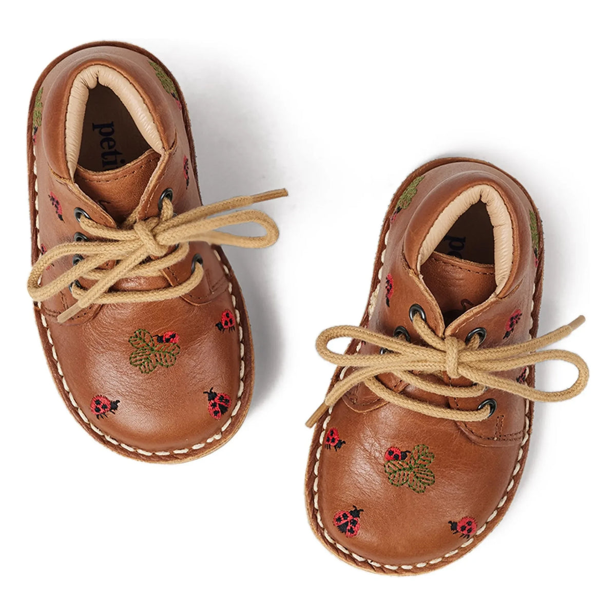 Petit Nord - Classic Ladybird कशीदाकारी वाले बूट - Uniqua Collection | ऊंट (Camel)