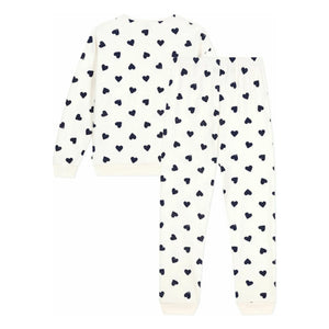 Petit Bateau - स्पंज हार्ट पजामा | ईक्रू