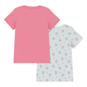Petit Bateau - 2'li Paket Çiçek Desenli Tişörtler | Pembe