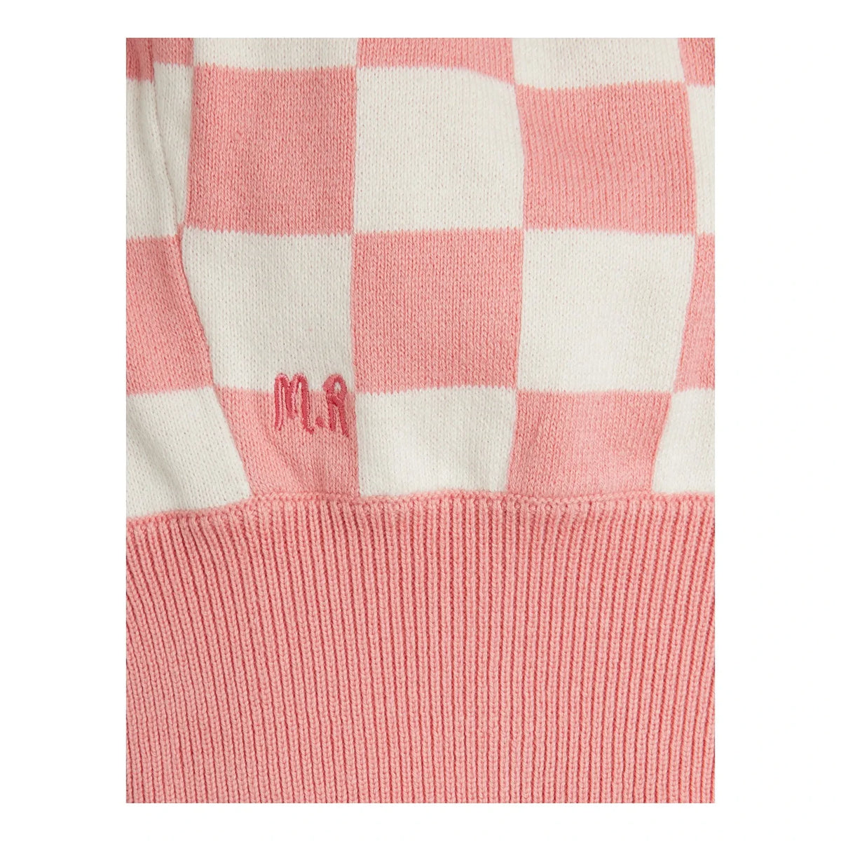 Mini Rodini - Damier ऑर्गेनिक कॉटन बालाक्लावा | गुलाबी