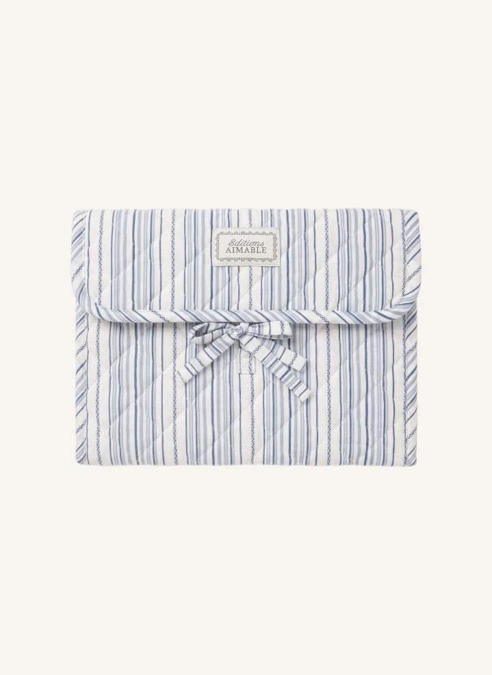 Editions Aimable - Marcel nomad yatak | Azure Çizgili Poplin