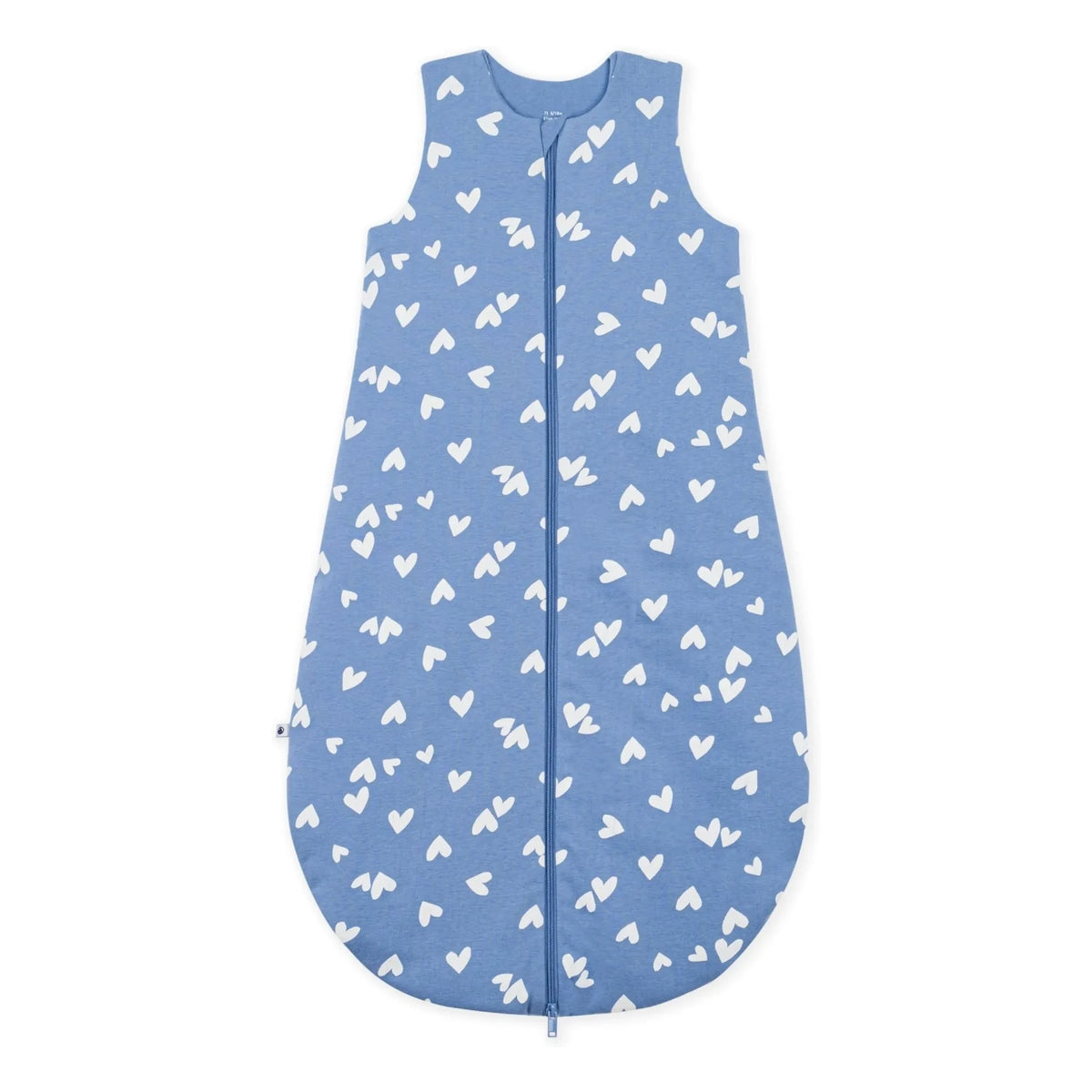 Petit Bateau - दिल के पैटर्न वाला ऑर्गेनिक कॉटन स्लीपिंग बैग | नीला