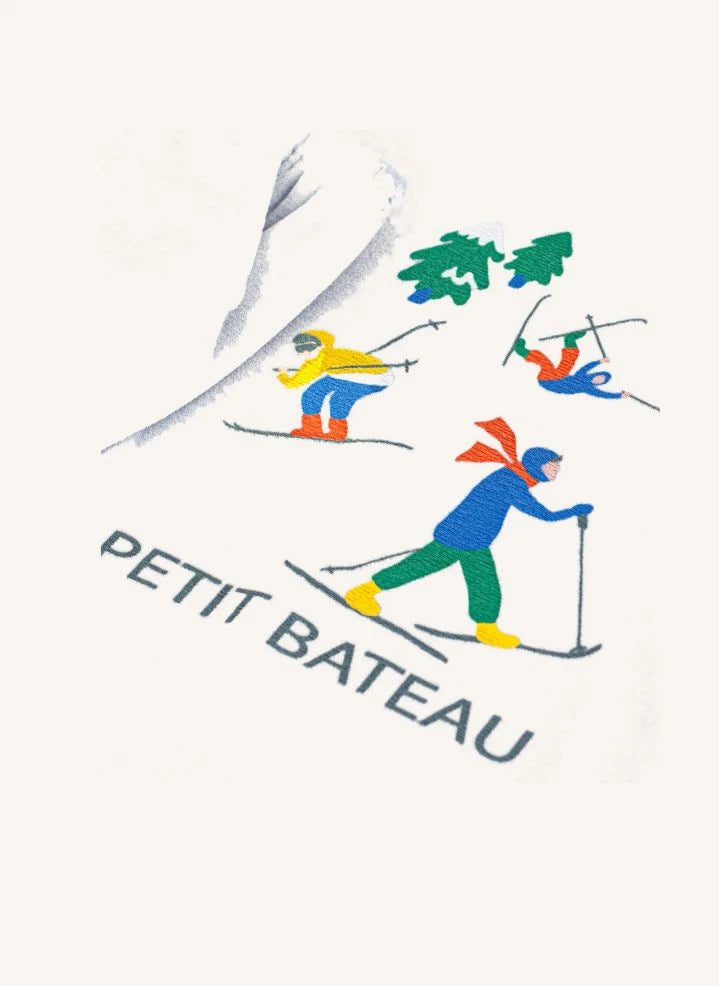 Petit Bateau - वेलवेट ऑर्गेनिक कॉटन स्काई पजामा | ग्रे नीला