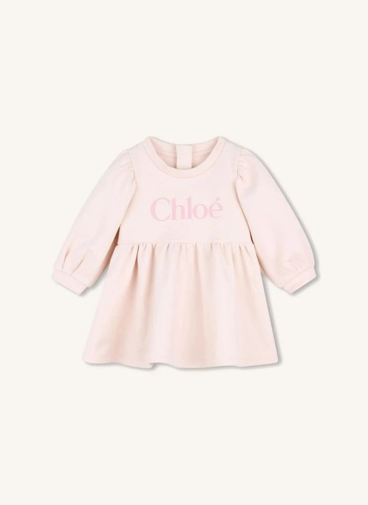 Chloé - Chloé ऑर्गेनिक कॉटन फ्लीस ड्रेस | पीच