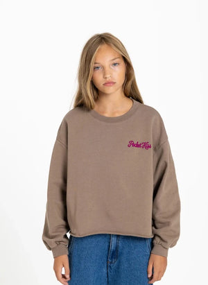 Smallable Kid - Plum Pocket Kiss Organik Pamuklu Sweatshirt | Buzlu Kahverengi