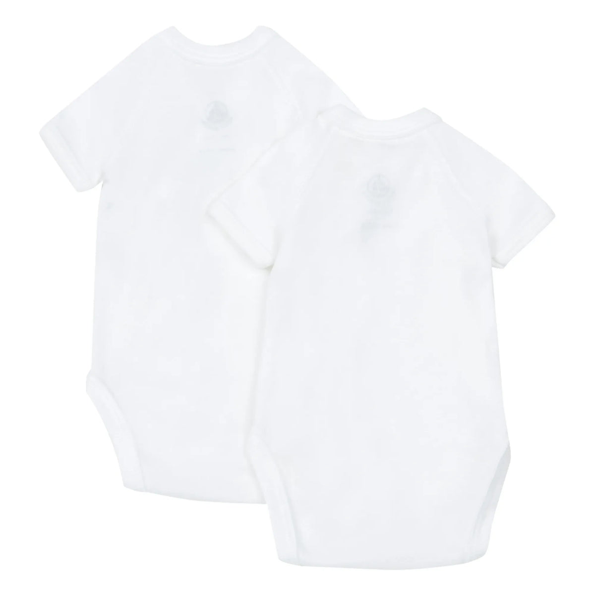 Petit Bateau - सादे ऑर्गेनिक कॉटन बेबी बॉडीसूट - 2 का सेट | सफ़ेद
