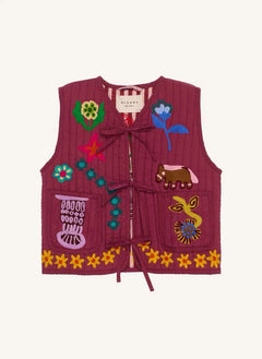 SISSEL EDELBO - हनी ऑर्गेनिक कॉटन स्लीवलेस वेस्ट - किड्स कलेक्शन | बैंगनी