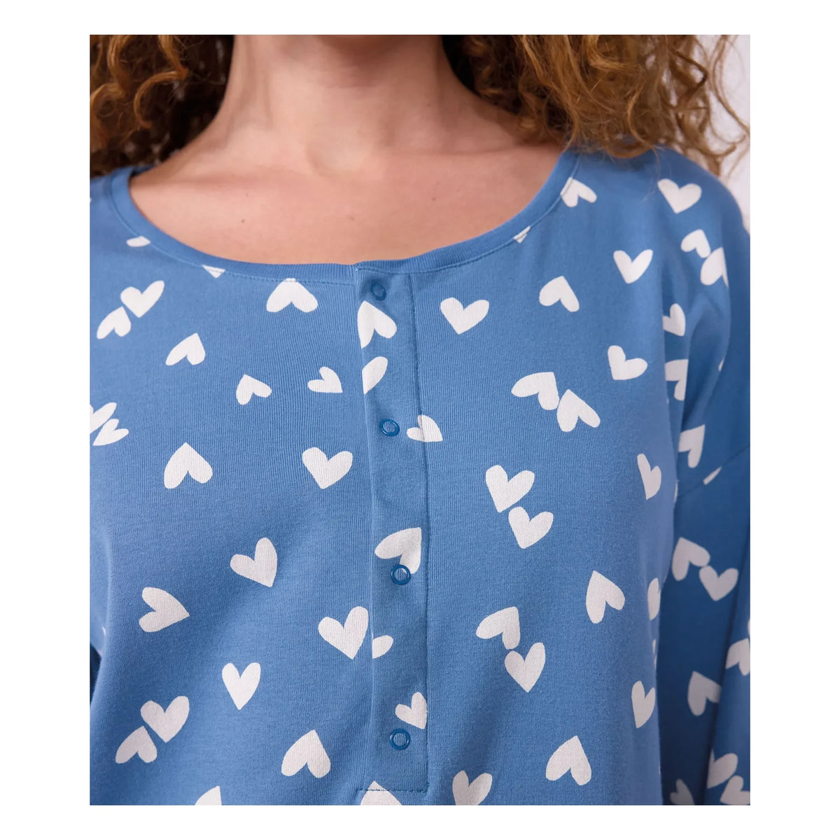 Petit Bateau - दिल के पैटर्न वाला ऑर्गेनिक कॉटन स्लीपिंग बैग | नीला