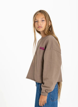 Smallable Kid - Plum Pocket Kiss Organik Pamuklu Sweatshirt | Buzlu Kahverengi