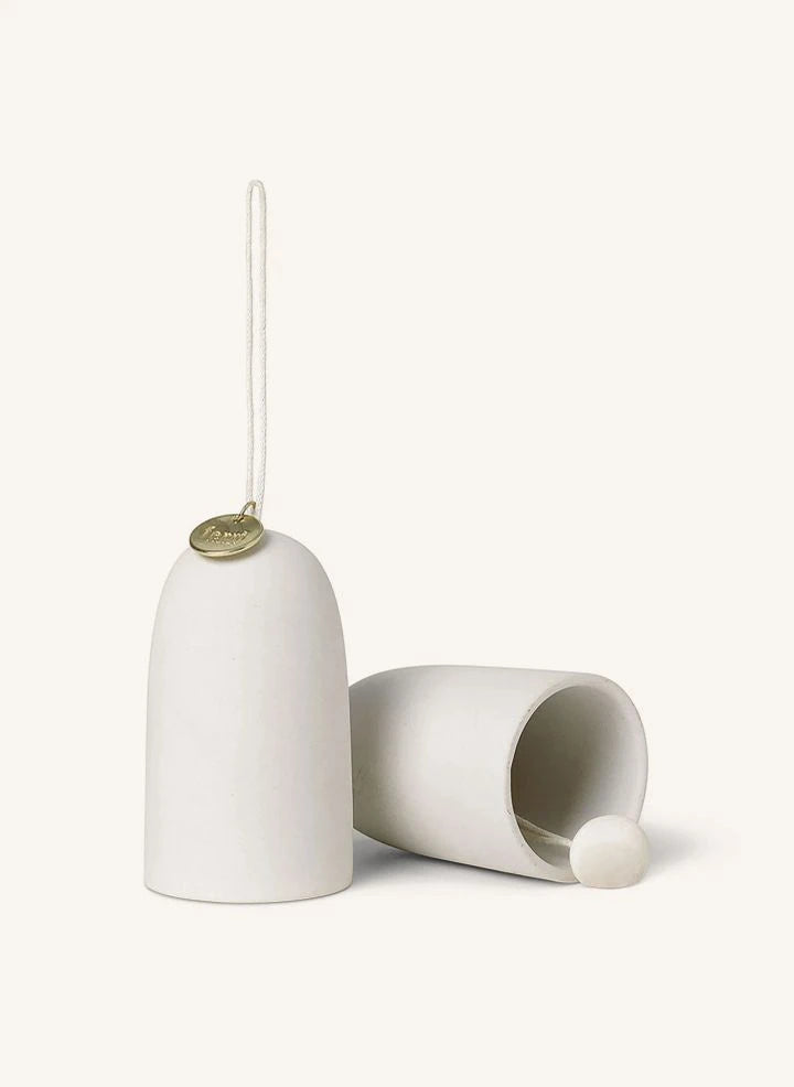 Ferm Living - Seramik Noel Çanları - 2'li Set | Beyaz