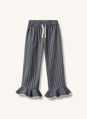 Wheat - Çizgili organik pamuklu pijama | Gri mavi