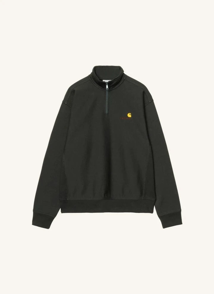 Carhartt WIP - अमेरिकन स्क्रिप्ट हाफ-ज़िप स्वेटशर्ट | काला